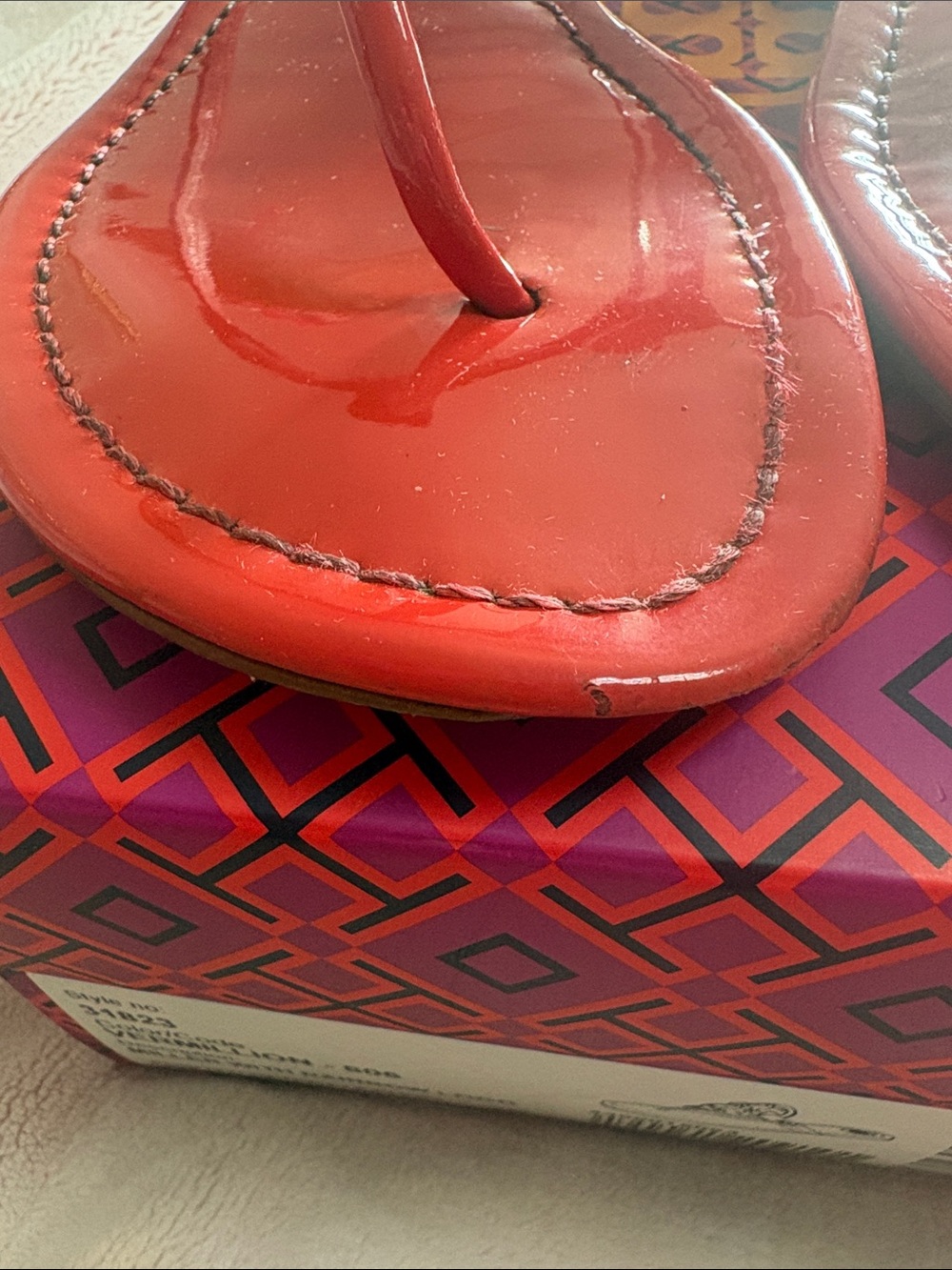 Tory Burch Red with Rainbow Miller Patent Sandals - Picture 8 of 10